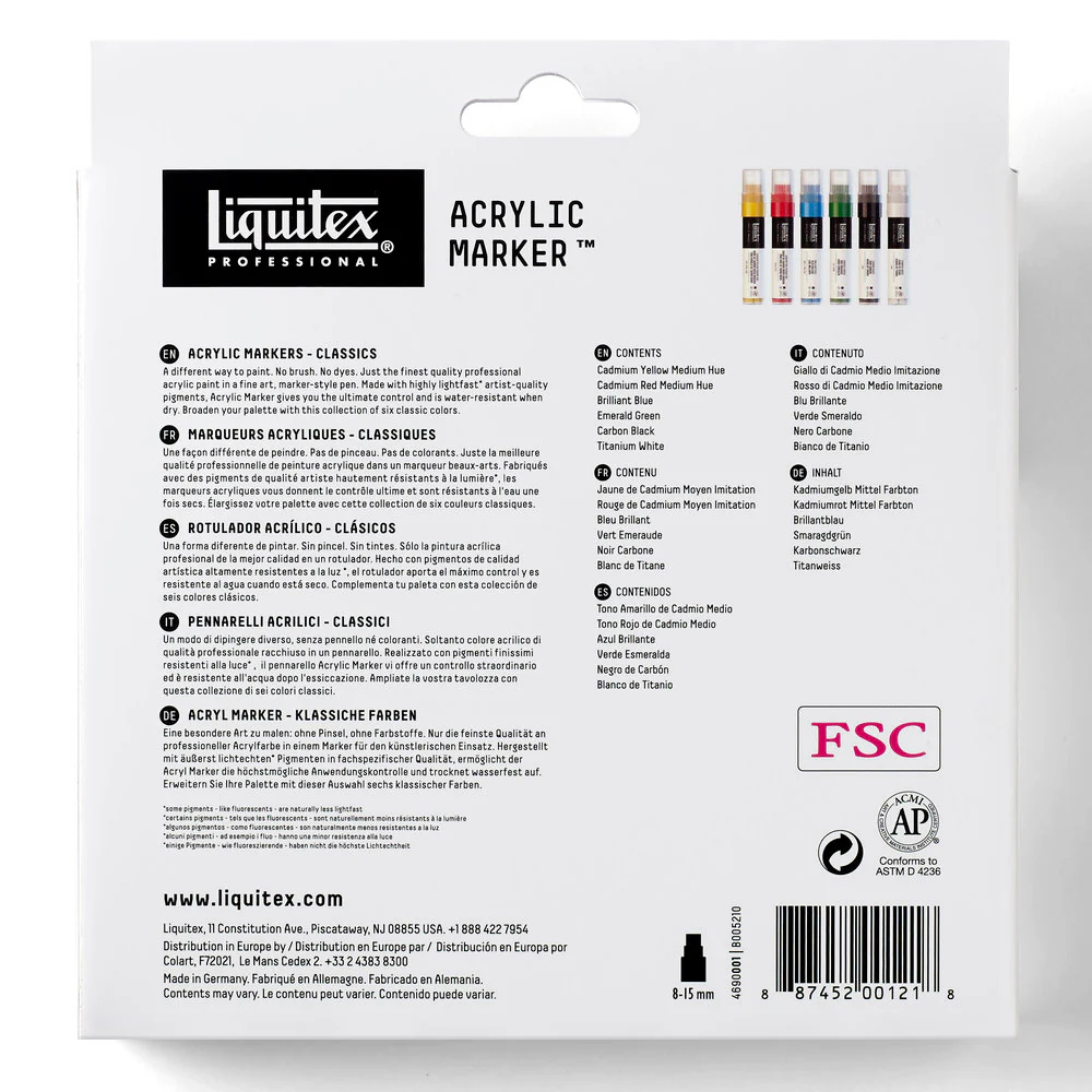 Acrylic Marker Set - 6x15mm - Classics - Image 6