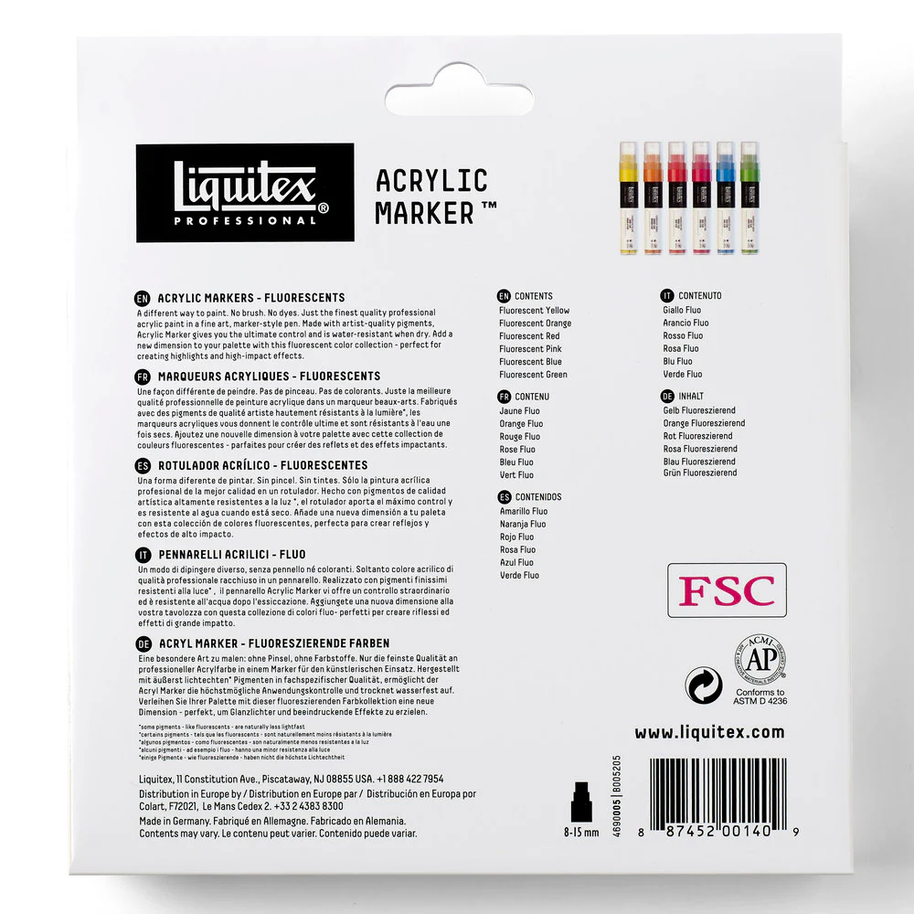 Acrylic Marker Set - 6x15mm - Fluorescents - Image 6