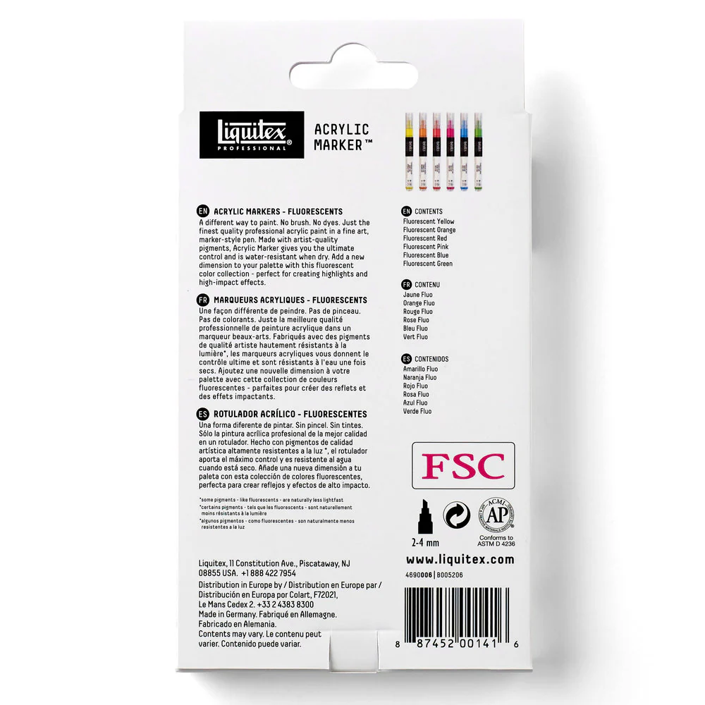Acrylic Marker Set- 6x2mm - Fluorescents - Image 6